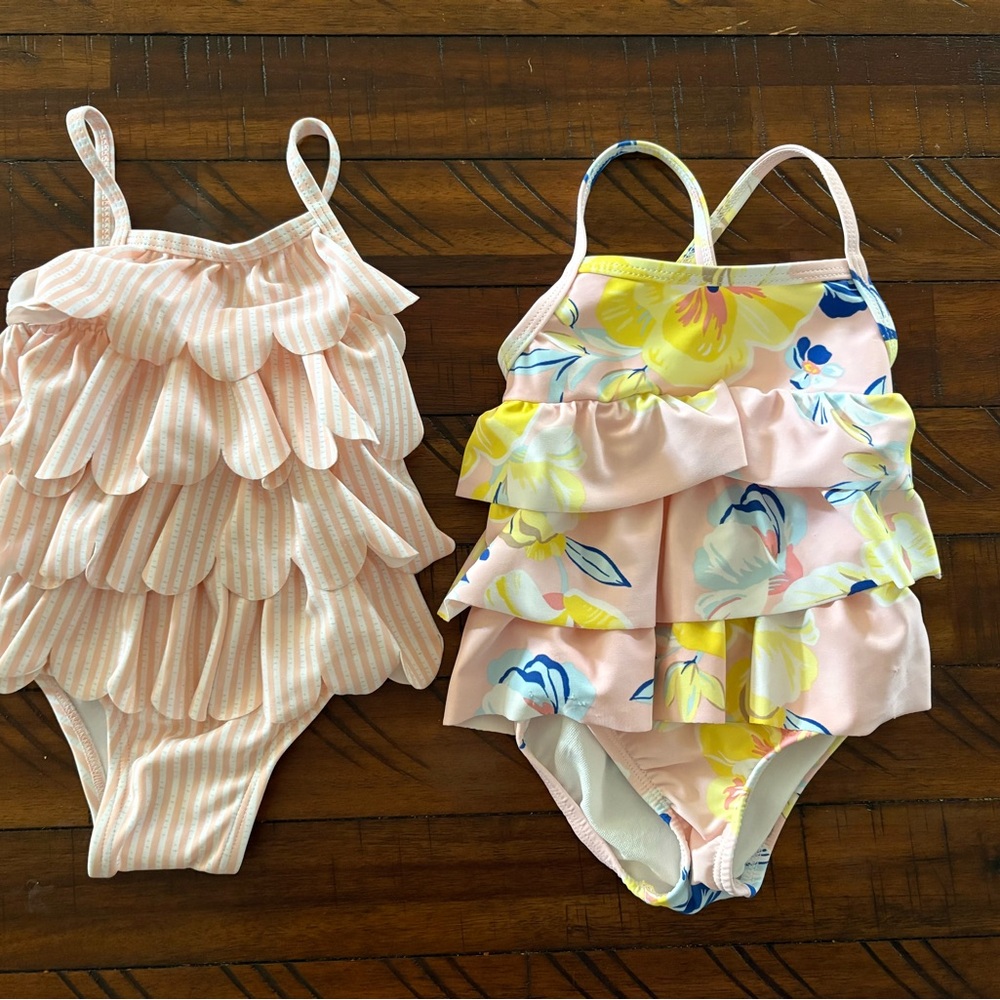 Starting Out Pink and Floral Kids Swim One Piece